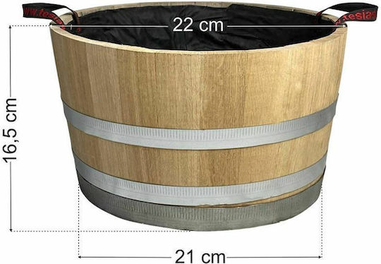 Tesias Planter Half Barrel Pot Barrel Wooden Beige 27.5x27.5x39cm.