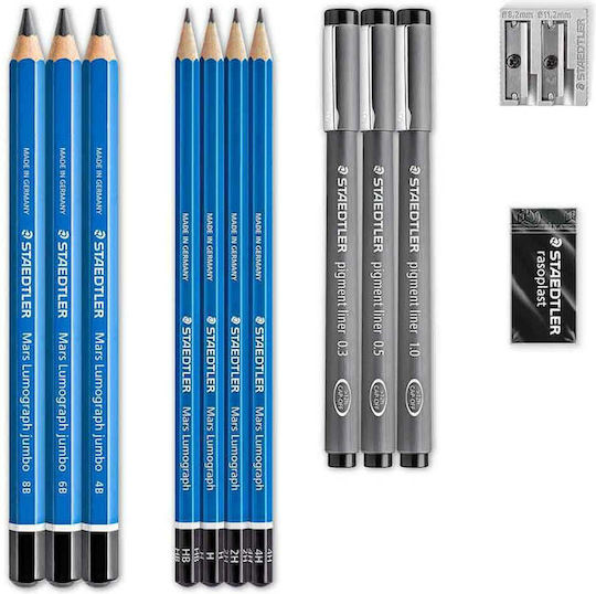 Staedtler Sketching Pencil Set with Scraper and Eraser 12pcs