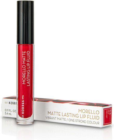 Korres Morello Matte Lasting Lip Fluid Дълготраен Течен Червило Мат 53 Червено кадифе 3.4мл