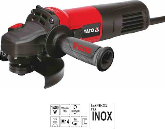 Yato Τροχός 125mm Ρεύματος 1400W με Ρύθμιση Στροφών