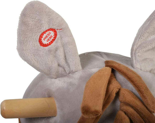 Moni Dulcinea Fabric Rocking Toy Donkey for 24+ months with Sounds, Music & Wheels with Max Load Capacity 20kg Gray