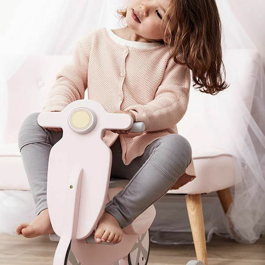 Kids Concept Ξύλινο Κουνιστό Παιχνίδι Σκούτερ για 18+ μηνών για Βάρος έως 50kg Ροζ
