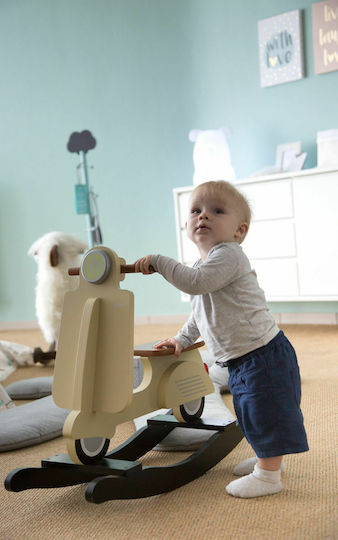 Childhome Cream Lemn Jucărie cu leagăn Scooter pentru 24++ luni pentru greutate maximă de 25kg Alb