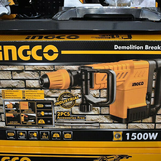 Ingco Κρουστικό Σκαπτικό Πιστολέτο Ρεύματος 1500W με Υποδοχή SDS Max PDB15006