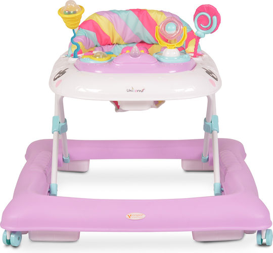 Cangaroo Unicorn Baby Walker with Music Pink