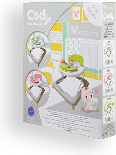 Cangaroo Cody Baby Walker with Music for 6+ Months Green