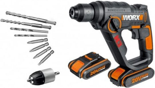 Worx WX390.1 Impact Demolition Hammer Battery 20V 2x2Ah with Chuck SDS Plus / Quick WX390.1