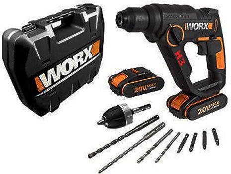 Worx WX390.1 Impact Demolition Hammer Battery 20V 2x2Ah with Chuck SDS Plus / Quick WX390.1
