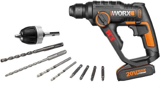 Worx WX390.1 Impact Demolition Hammer Battery 20V 2x2Ah with Chuck SDS Plus / Quick WX390.1