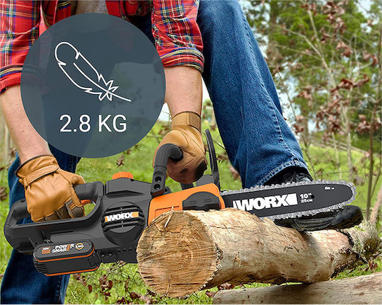 Worx WG322E Pruning Battery Chainsaw 1x2Ah 20V 2.8kg with Blade 25cm