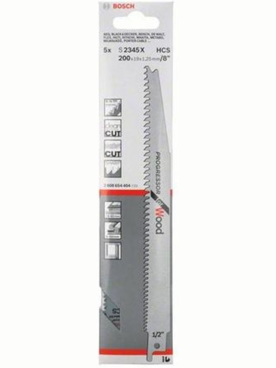 Bosch S2345X Ленти за джиг-резачки Прогресор за дърво за Дърво 200мм 5бр
