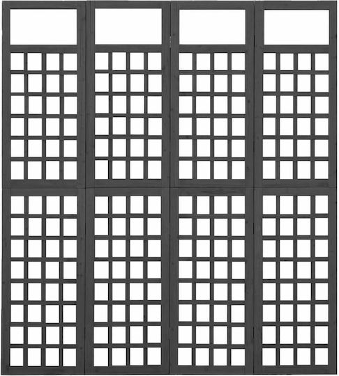 vidaXL Декоративен Параван Дървен с 4 Панела Black 161x180см