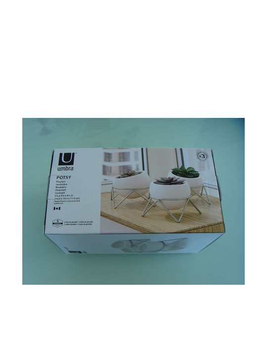 Umbra Potsy Ceramic White Plant Pot 15x15x11.6cm 3 Pieces