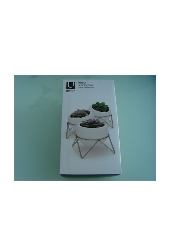 Umbra Potsy Ceramic White Plant Pot 15x15x11.6cm 3 Pieces