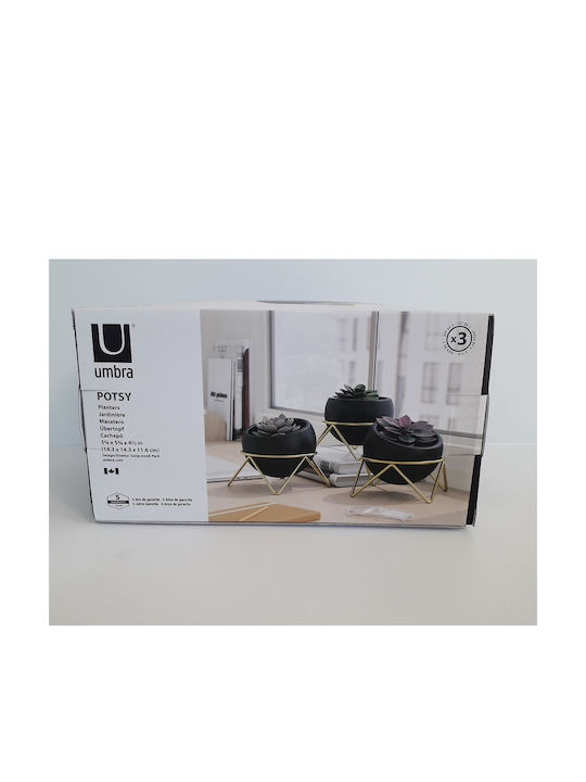 Umbra Potsy Planter Ceramic Black with Stand 15x15x10cm.