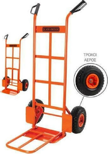 Black & Decker Transport-Wagen Folding for Load Weight up to 120kg in Orange Color