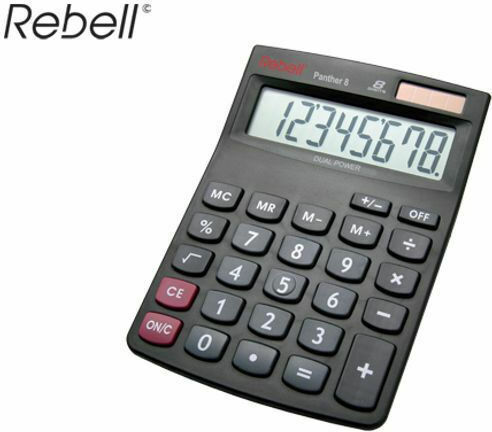 Rebell Panther 8 Αριθμομηχανή Λογιστική 8 Ψηφίων σε Μαύρο Χρώμα