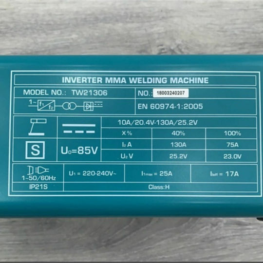 Total TW21306 Ηλεκτροκόλληση Inverter MMA με Μέγιστο Ρεύμα Συγκόλλησης 130A και Κύκλο Εργασίας 40%