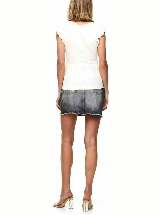 Only Women's Summer Blouse Short Sleeve with V Neck White