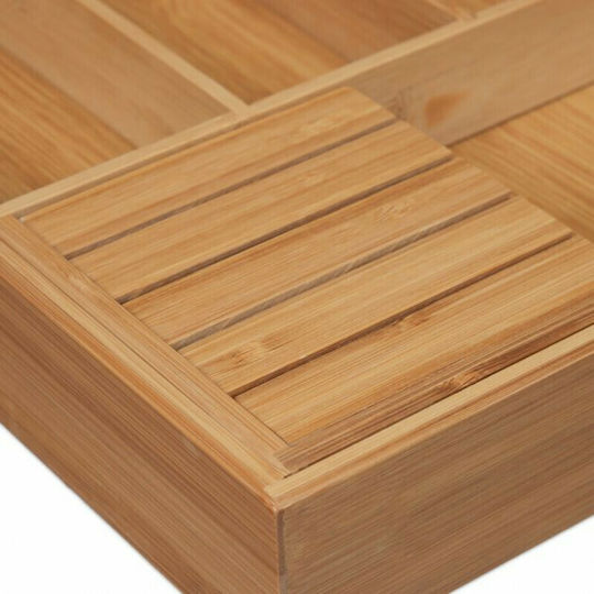 Relaxdays Drawer Cutlery Tray Opening Wooden 55x44.5x5cm Brown