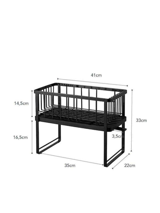 Yamazaki Отцедник за съдове Двуетажен Метален в Черно Цвят 41x22x33см