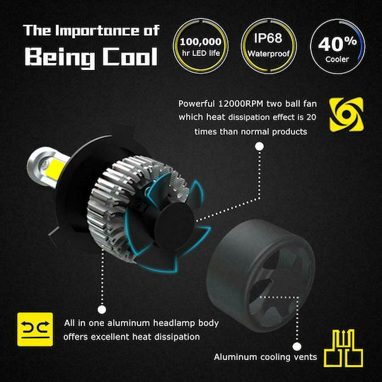 Nighteye Lamps Car A315 S2 H7 LED 6500K Cold White 9-32V 36W 2pcs