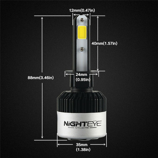 NovSight Λάμπες Αυτοκινήτου & Μοτοσυκλέτας H1 LED 6500K Ψυχρό Λευκό 9-32V 72W 2τμχ