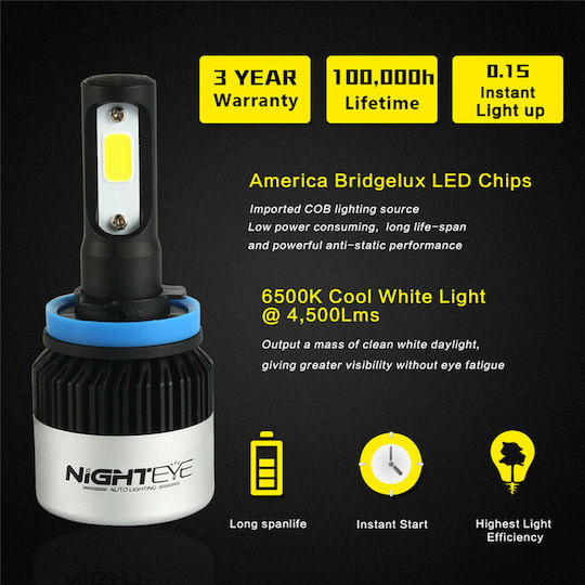 NovSight Lamps Car & Motorcycle H11 LED 6500K Cold White 9-32V 36W 2pcs