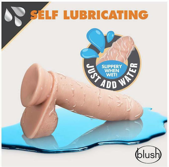 Dr. Skin Glide Self Lubricating Glass Dildo with Balls and Suction Cup Vanilla 18cm