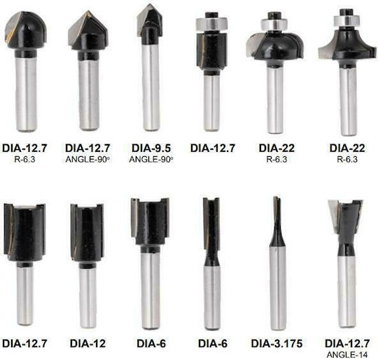 Krausmann Set Φρέζες AC13500 Cutter Set for Wood 6mm 12pcs