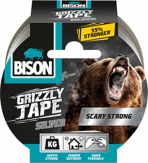 Bison Grizzly Tape Grey Αυτοκόλλητη Υφασμάτινη Ταινία Γκρι 10mx50mm
