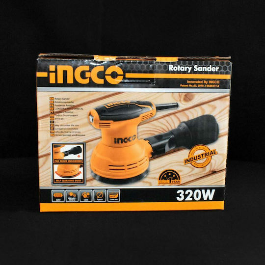 Ingco RS3208 Έκκεντρο Τριβείο Χούφτας 125mm Ρεύματος 320W με Σύστημα Αναρρόφησης