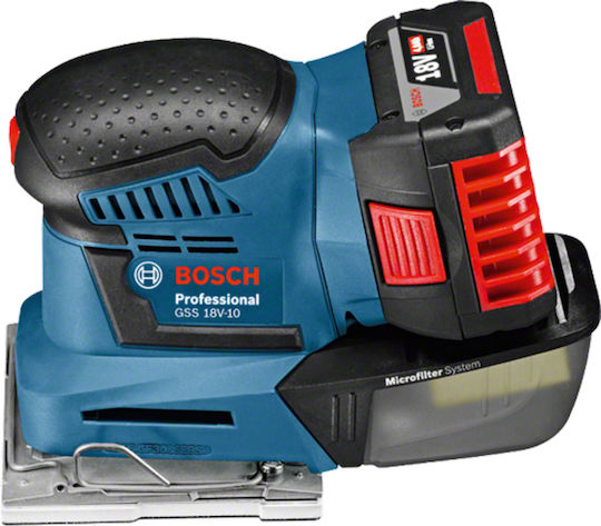 Bosch GSS 18V-10 Professional Παλμικό Τριβείο 18V Solo με Ρύθμιση Ταχύτητας και με Σύστημα Αναρρόφησης