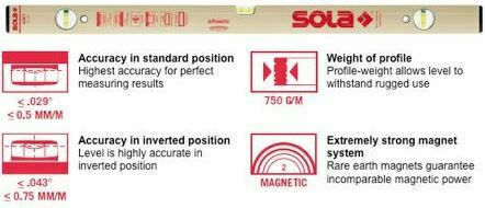 Sola AZM 60 Spirit Level Aluminum Magnetic 60cm with 2 Eyes