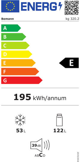 Bomann Ψυγειοκαταψύκτης 175lt Υ143xΠ49.5xΒ56.2εκ. Μαύρος KG 320.2