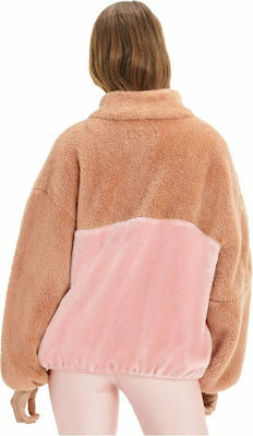 pink sherpa jacket with hood