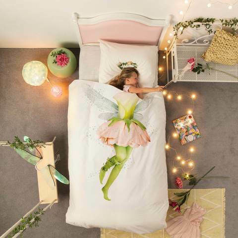 Snurk Fairy Set Kids Duvet Cover Single with Pillowcase Green 160x220cm