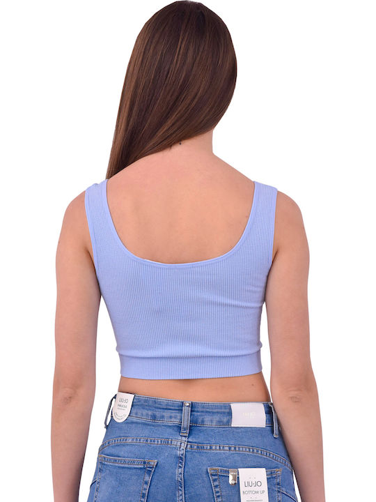 Guess pentru Femei de Vară Crop Top fără Mâneci Albastru deschis