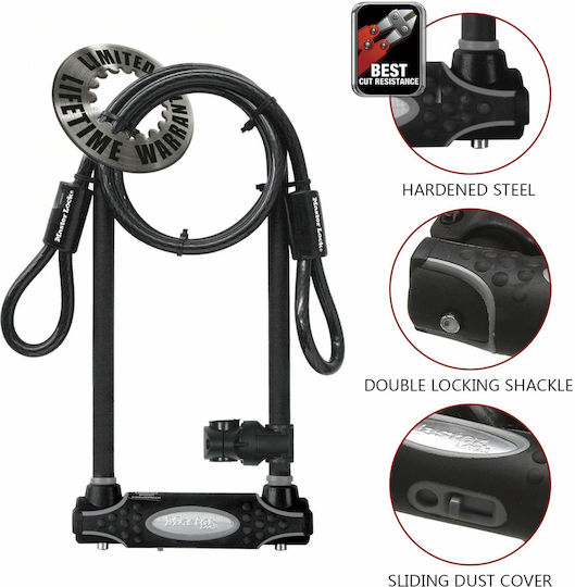 Master Lock U-Lock Bicycle Pedal Lock with Key Black