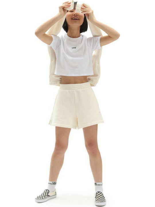 Flying V Women's Athletic Crop Top Short Sleeve with V Neckline White