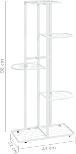 vidaXL Pot Rack Metal White 43cmx22cmx98cmcm.