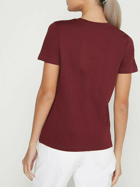 Tommy Hilfiger Women's Cotton Blouse Short Sleeve Burgundy WW0WW31772-VLP