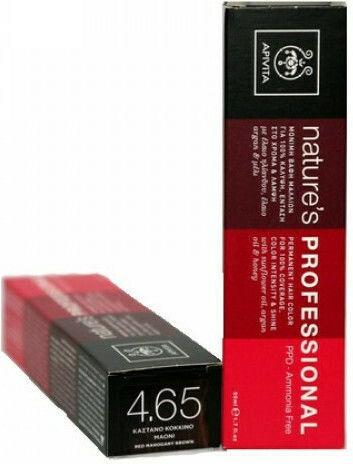 Apivita Nature's Professional Βαφή Μαλλιών Χωρίς Αμμωνία 4.65 Καστανό Κόκκινο Μαονί 50ml