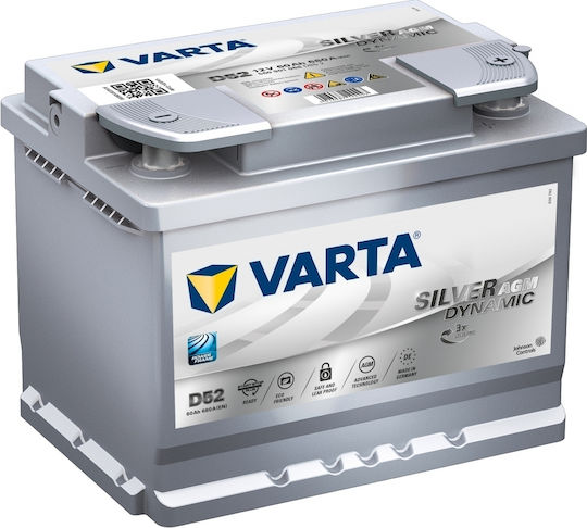 Varta Baterie Auto Silver Dynamic D52 cu Capacitate 60Ah și CCA 680A Pornire/Oprire