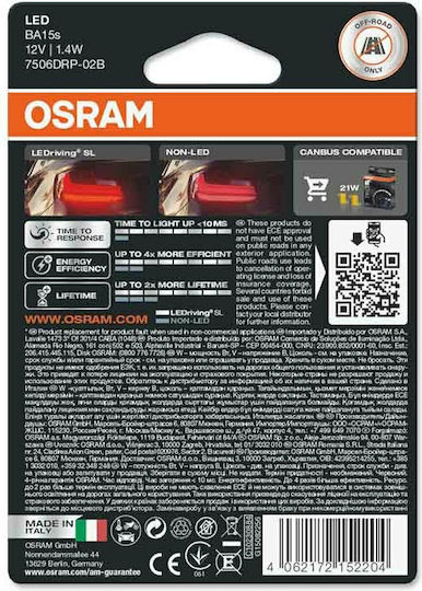Osram Lamps Car & Motorcycle Ledriving SL Red PR21W LED Red 12V 1.8W 2pcs