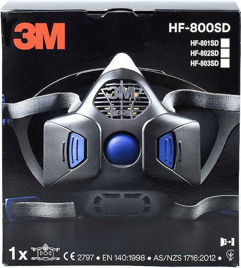 3M Mask Half Face with Replaceable Filters HF-800SD