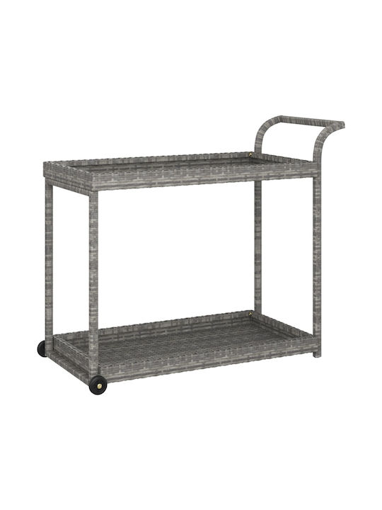 Auxiliary Outdoor Trolley Rattan Table Grey 100x45x83cm