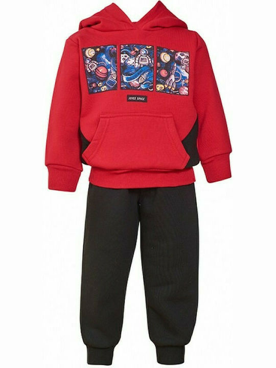 Joyce Kids Sweatpants Set Red 2pcs Space Quares