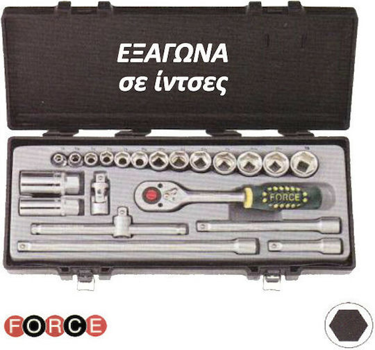 Force Set de chei tubulare și clichet 3\8" 21buc