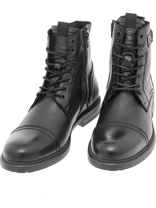 Leder Stiefel Anthracite Black